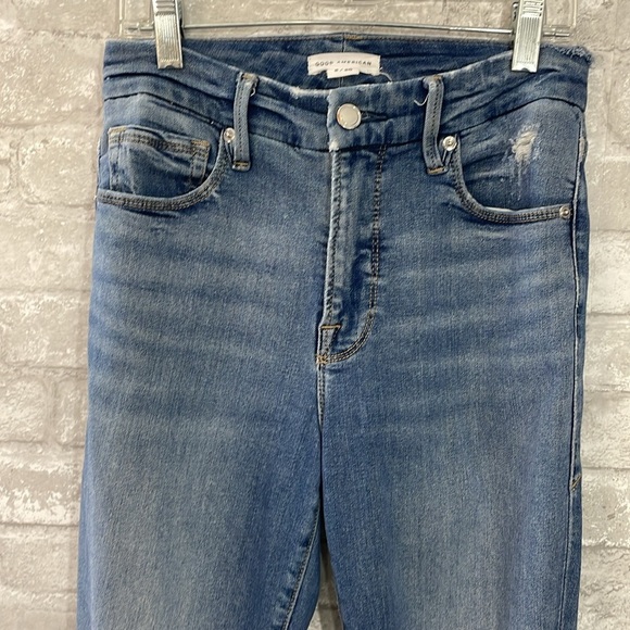 Good American Blue Skinny Jeans with Distressed Knees - Picture 2 of 6
